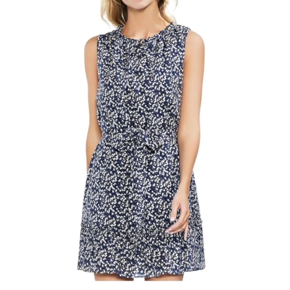 NWOT Vince Camuto blue white floral shift dress Womens Large